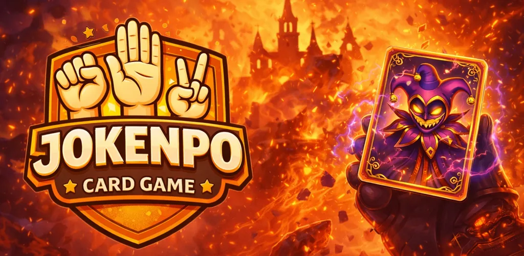 Banner do Jokenpo Card Game com logo e carta especial