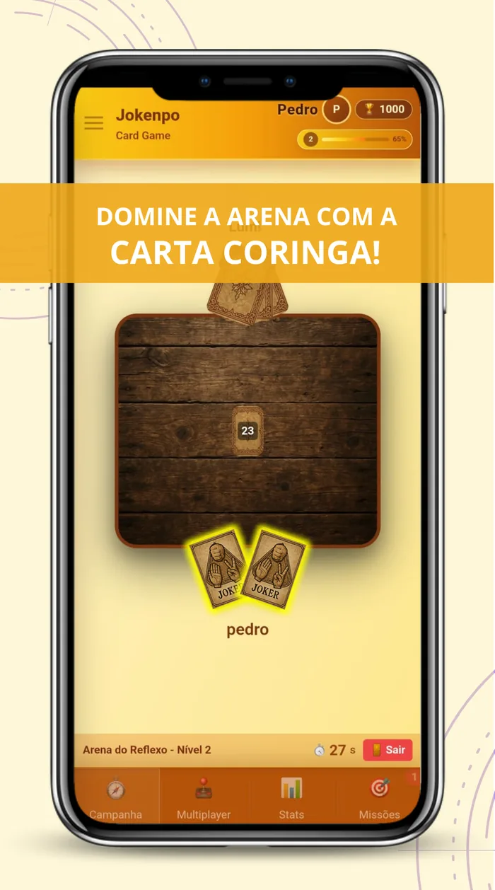Tela com o t&iacute;tulo DOMINE A ARENA COM A CARTA CORINGA